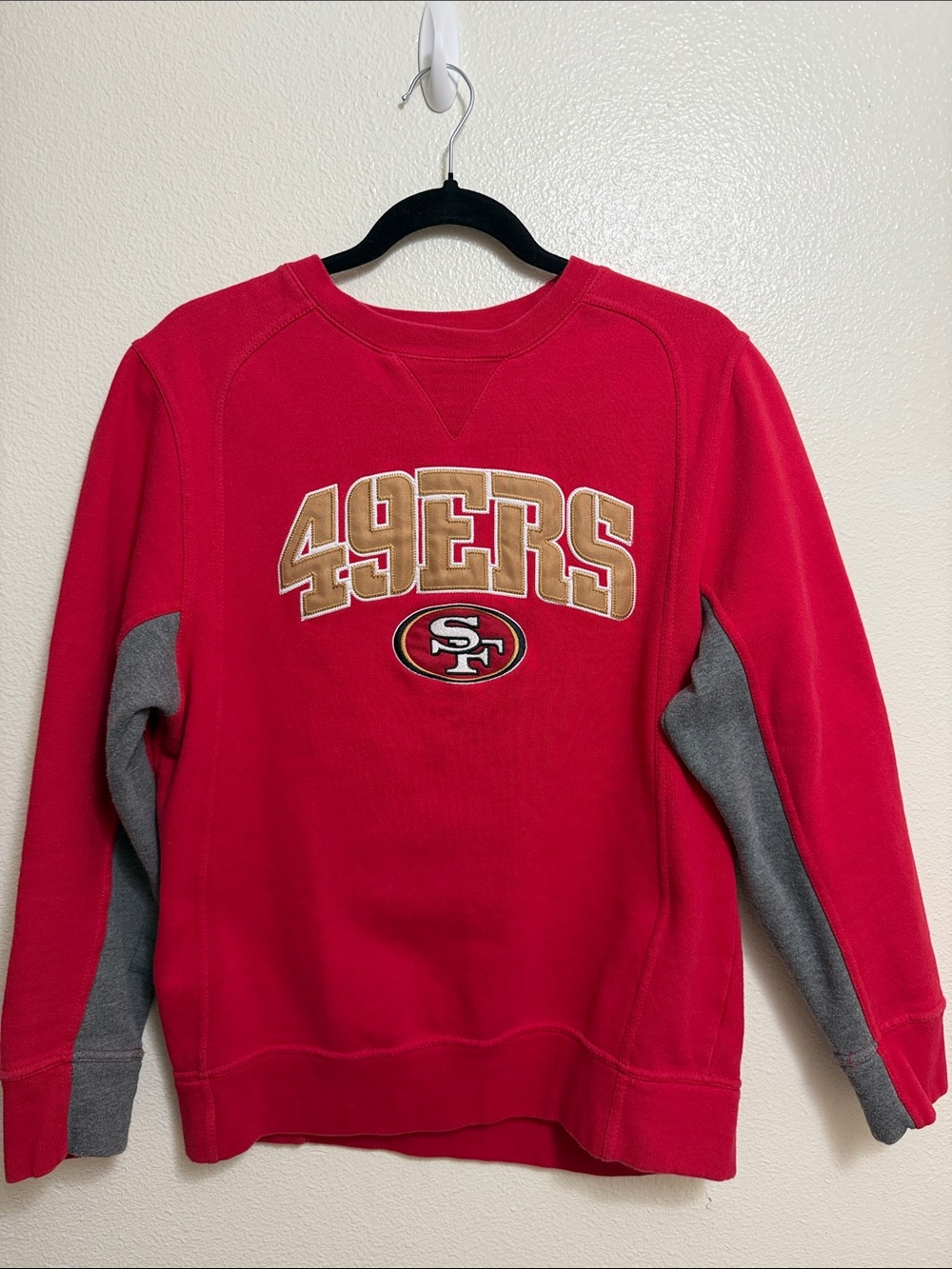 NFL Red Crewneck Sweatshirt with Gray Sleeve Panels